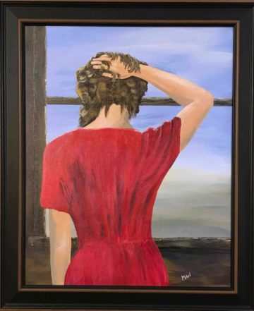 Women red dress painting