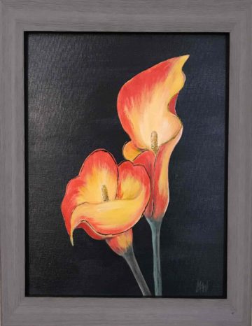 Painting of calla lilies