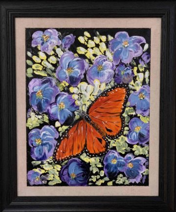 Butterfly painting with flowers